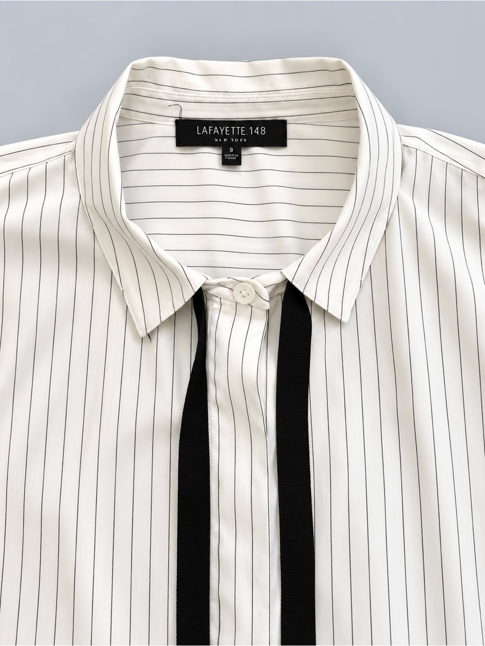 Lafayette 148 White Pinstripe Button Down Shirt